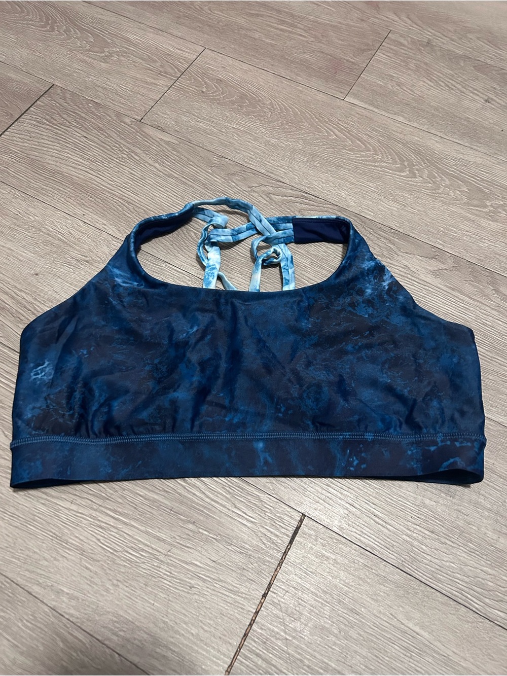 lululemon athletica Deep Blue Tie-Dye Strappy Sports Bra- no size dot about a 10